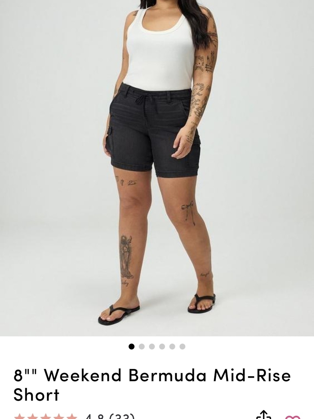 Weekend Bermuda Mid-Rise Shorts - Black Torrid size 18